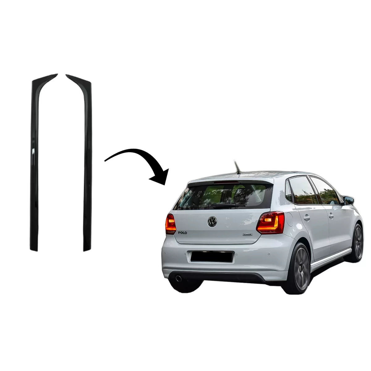 Trunk Rear Window Fin Spoiler suitable for VW Polo 6R MK5 (2009-2018) GTI Design Piano Black – product image 1