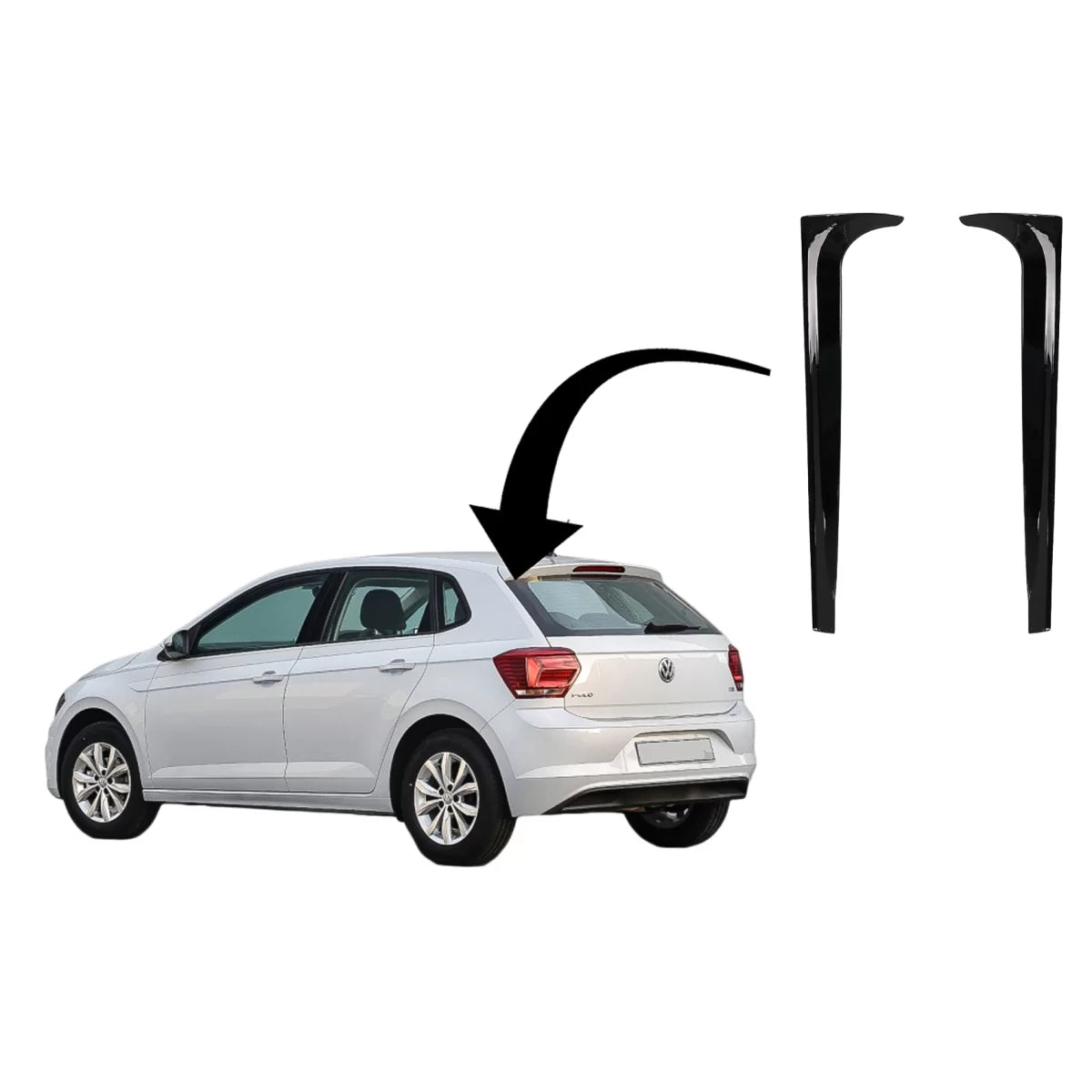 Trunk Rear Window Fin Spoiler suitable for VW Polo AW MK6 (2018-up) Piano Black – product image 1