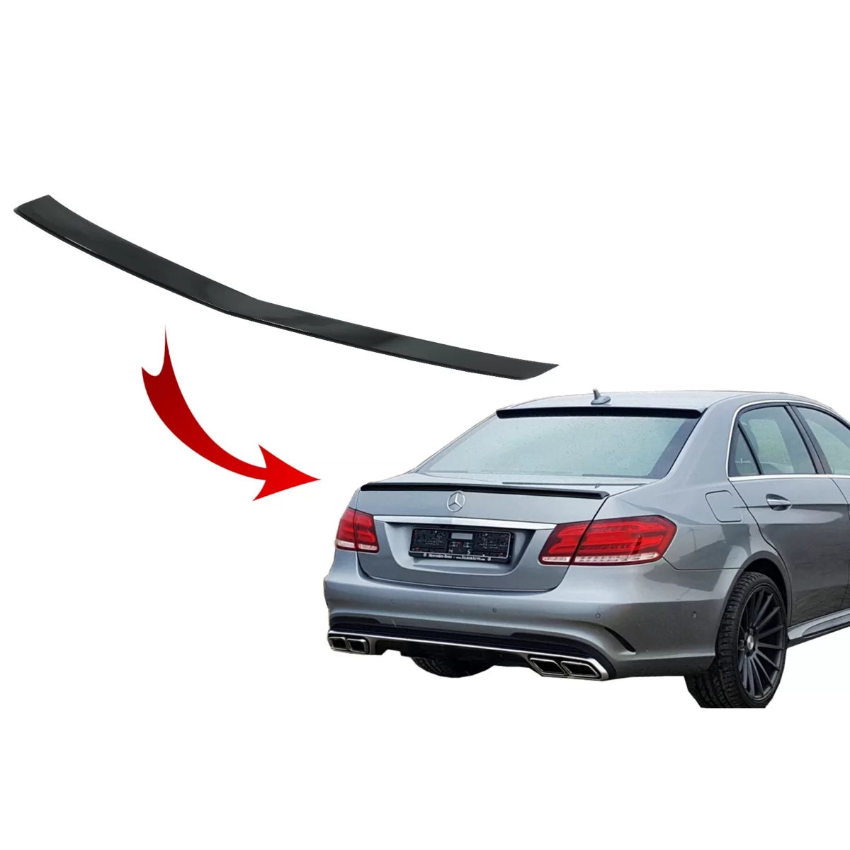 Trunk Spoiler suitable for Mercedes E-Class W212 (2009-2016) Facelift Design Piano Black – product image 1