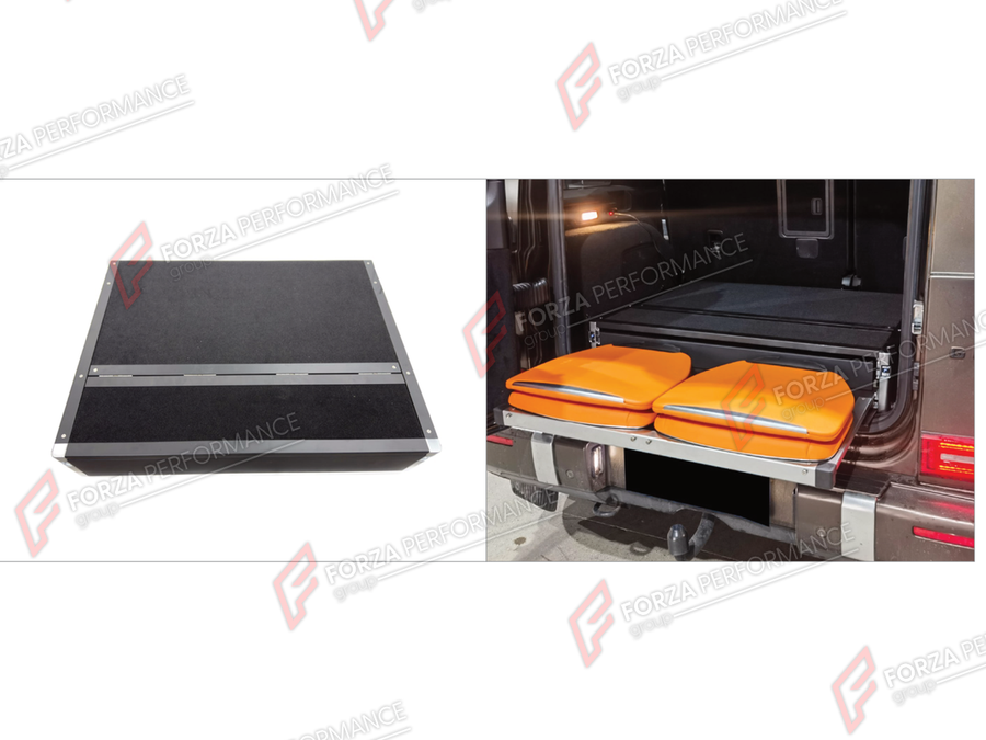 Buy Now TRUNK STORAGE WITH FOLDING TAILGATE SEATS for MERCEDES-BENZ G-CLASS W464 G63 G350 G350D G400D G500 G550 2019 - 2024 and upgrade car parts from SIR Tuning at the Best Price. Headlights, Tail lights, Bodykits, Navigations, Body Kit and more - Fast & Free Shipping within Europe, US & Worldwide.