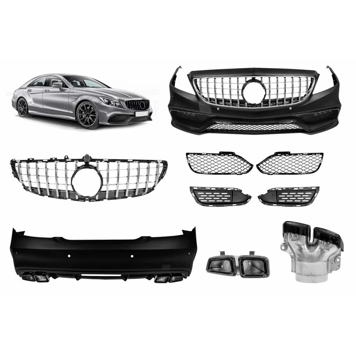 Tuning body kit A design 63 type suitable for Mercedes CLS C218 2011-2017 with chrome grille – product image 1