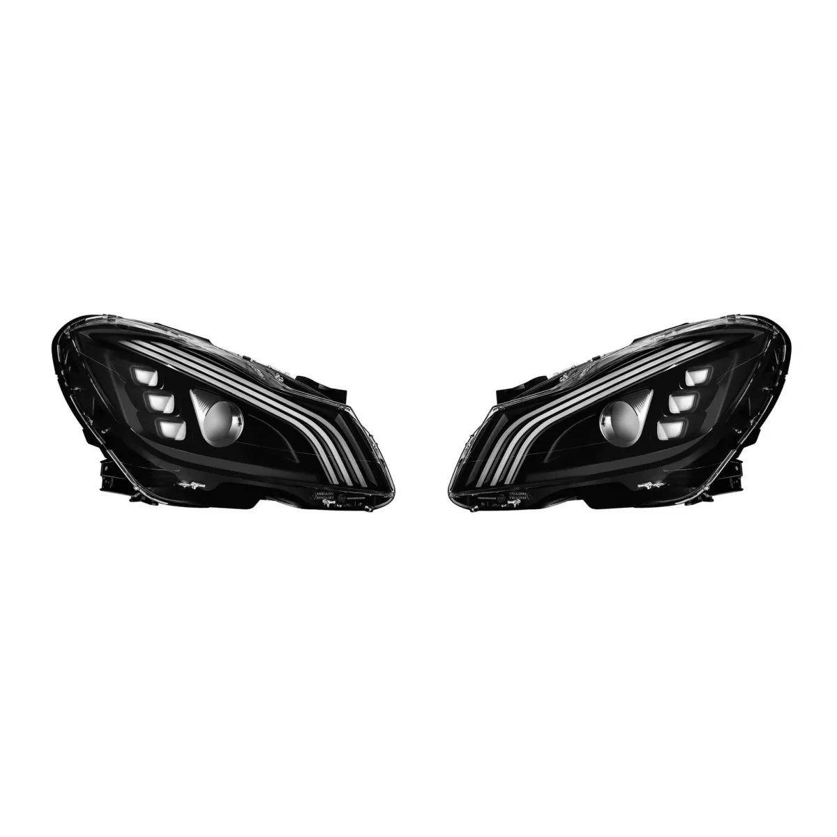 Tuning LED headlight set suitable for Mercedes C-Class W204, S204 2011-2014 with chrome base, left and right – product image 