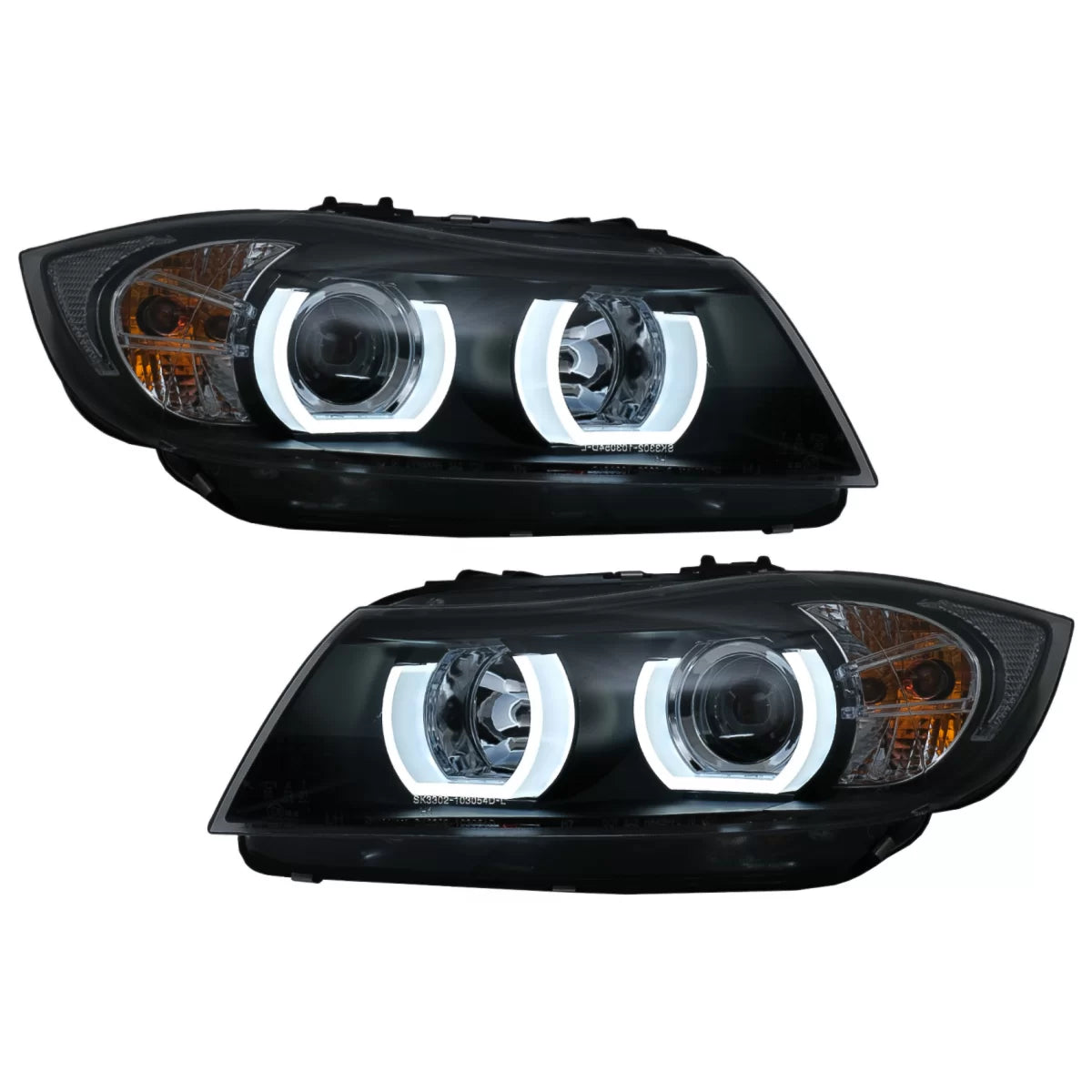 U-LED 3D Headlights Xenon suitable for BMW 3 Series E90 Limousine E91 Touring (03.2005-08.2008) LHD Black – product image 1