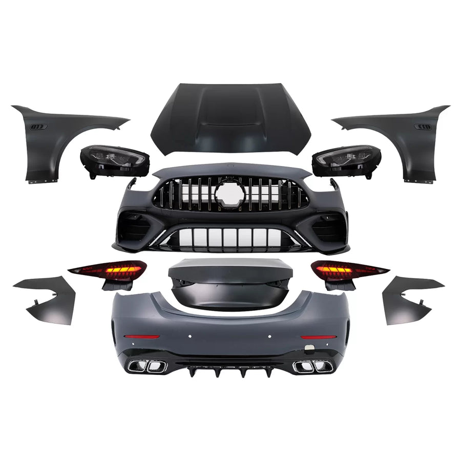 Upgrade Body Kit suitable for Mercedes C-Class W205 Facelift (2018-2022) Conversion to C-Class W206 C63 Design – product imag
