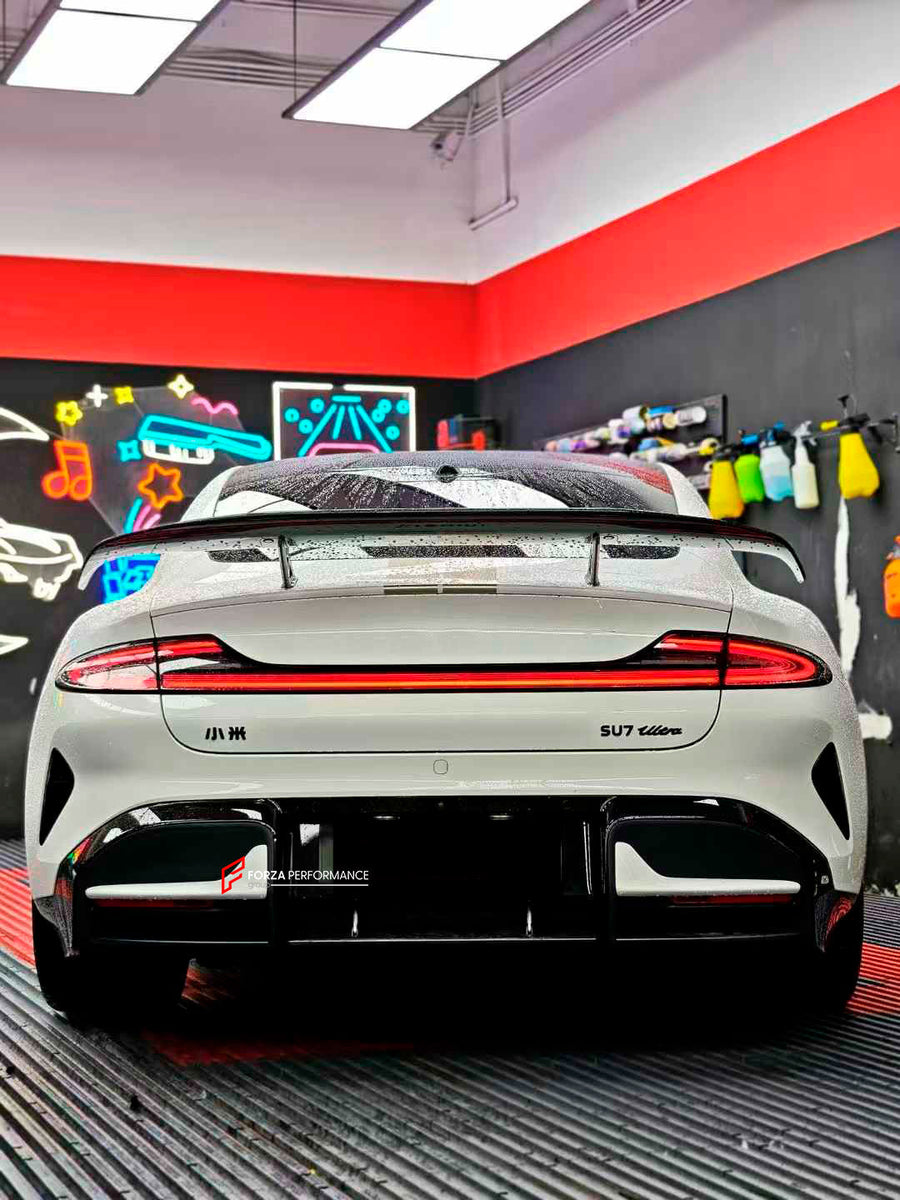 Buy Now UPGRADE DRY CARBON REAR SPOILER WING for XIAOMI SU7 2024+ upgrade to ULTRA and upgrade car parts from SIR Tuning at the Best Price. Headlights, Tail lights, Bodykits, Navigations, Carbon body kit and more - Fast & Free Shipping within Europe, US & Worldwide.