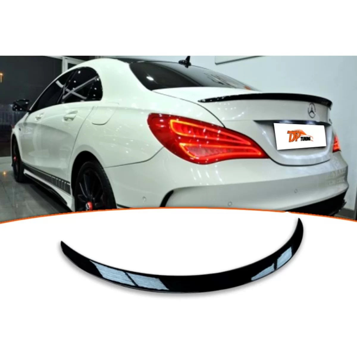 W117 Model Rear Trunk Spoiler Piano Black ABS / 2013 - 2018 – product image 1