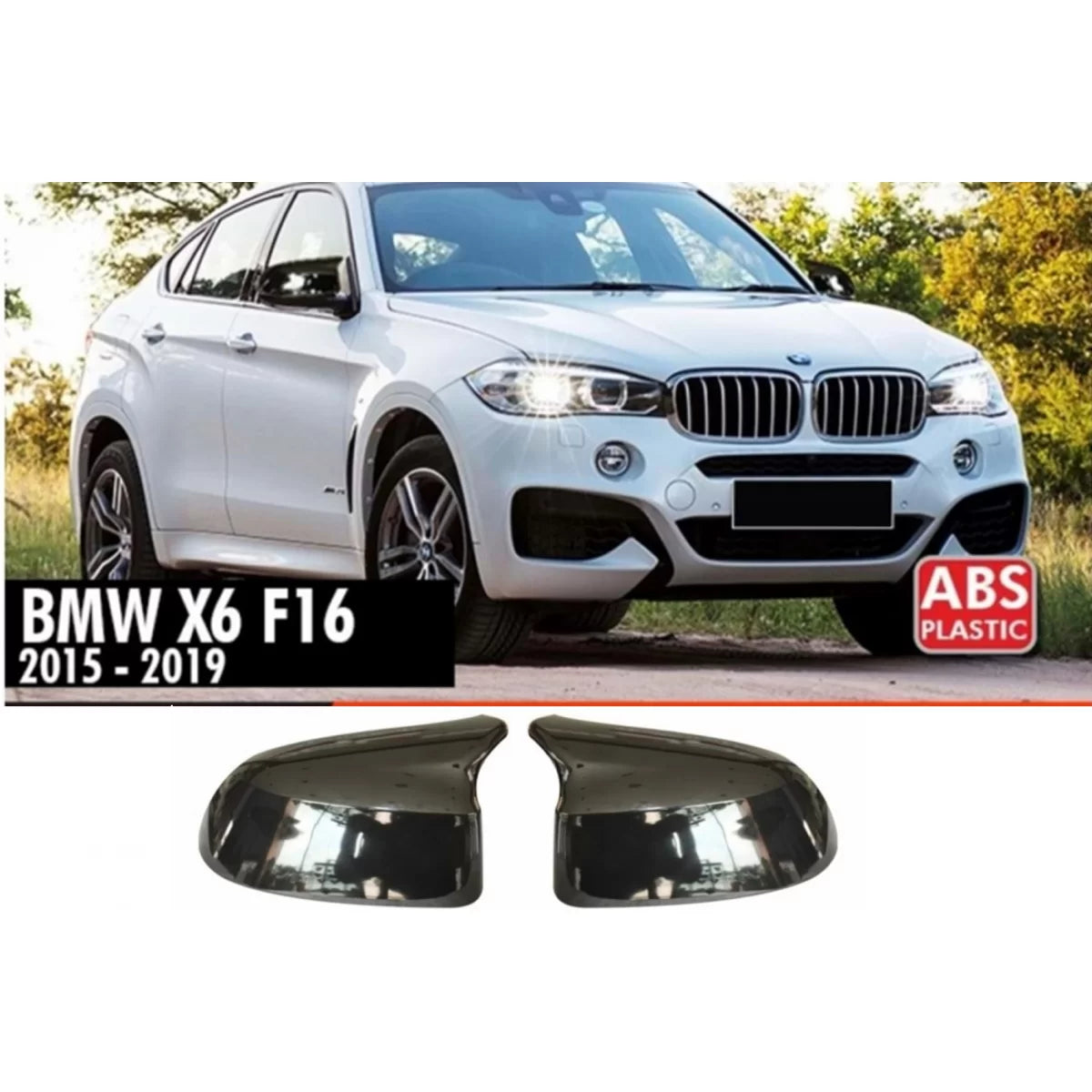 X6 F16 Batman Mirror Cover Piano Black / 2014 - 2019 – product image 1