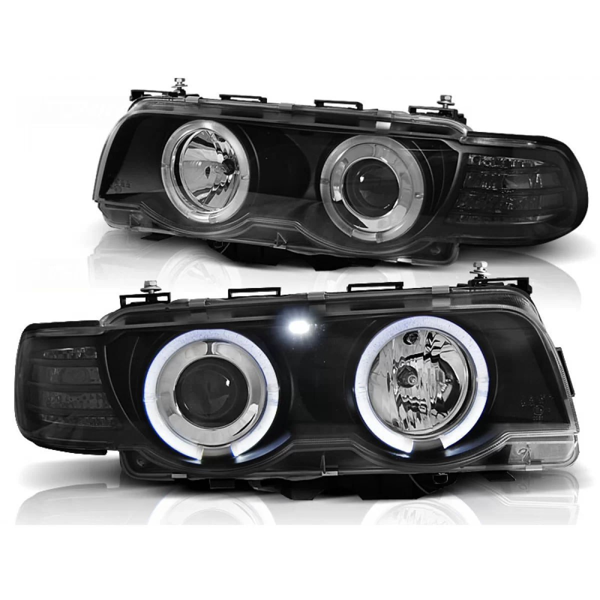 XENON HEADLIGHTS ANGEL EYES BLACK fits BMW E38 09.98-07.01 – product image 1